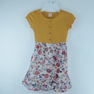 Girls Wonder Nation Floral Dress SIZE 6-6x Easter Yellow Mustard